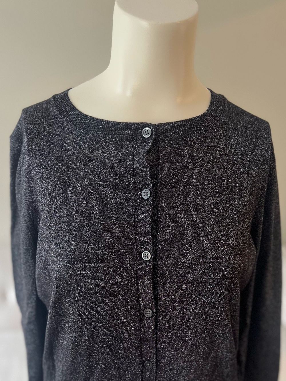 Banana Republic Black Shimmer Cardigan Going Out Party Brunch Festive Holiday